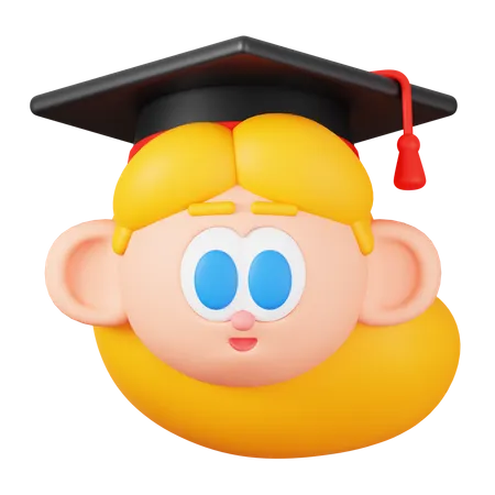 Graduating Student Head  3D Illustration