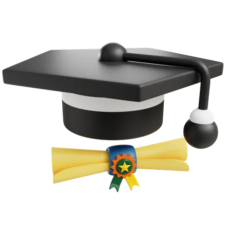 3 D Graduation With Isolated Background 3D Icon