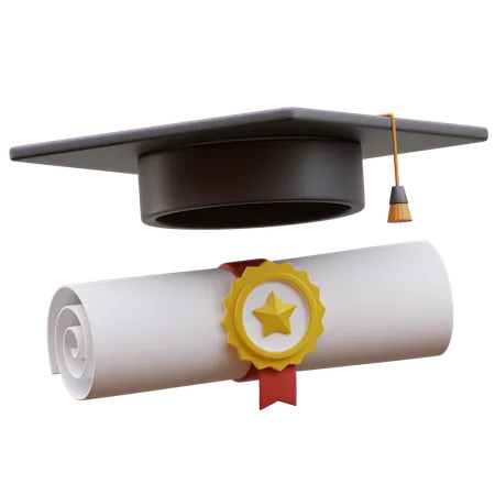Graduation Cap And Diploma 3 D Illustration Graduation Cap And Diploma 3 D Icon 3D Icon