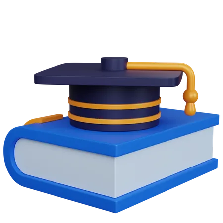 3 D Rendering Blue Book With With Graduation Hat Isolated 3D Icon