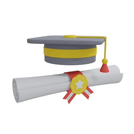 Graduation Cap And Diploma 3D Icon