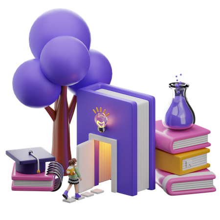 Graduation Books  3D Illustration