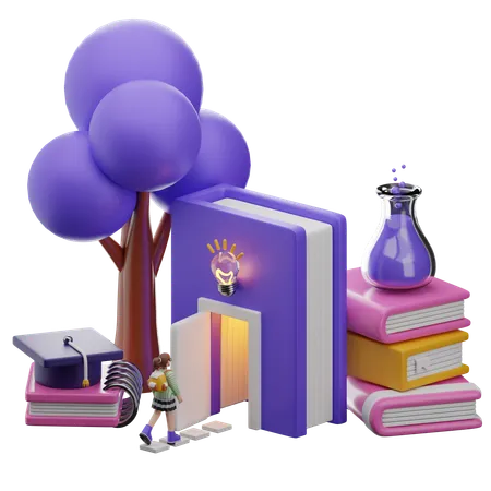 Graduation Books  3D Illustration