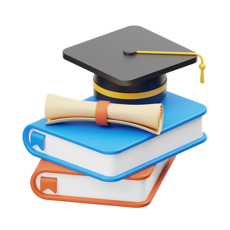 Graduation Books And Certificate 3D Illustration