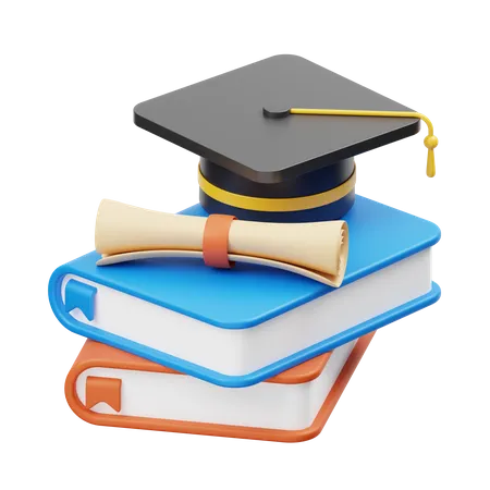 Graduation Books And Certificate  3D Illustration