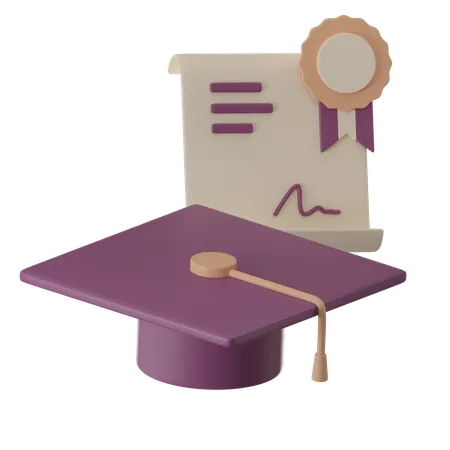 Graduation Cap And Diploma Icon 3D Icon