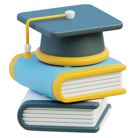 A 3 D Rendered Icon Depicting A Graduation Mortarboard Placed On Top Of A Stack Of Books Symbolizing Academic Achievement And Education 3D Icon