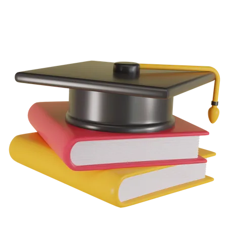 Graduation Cap And Book  3D Icon