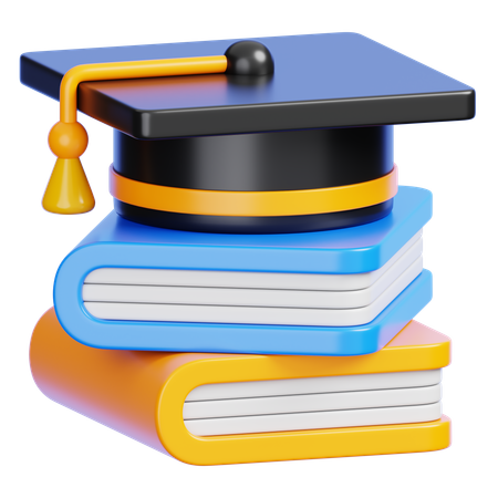 Graduation Cap And Book  3D Icon