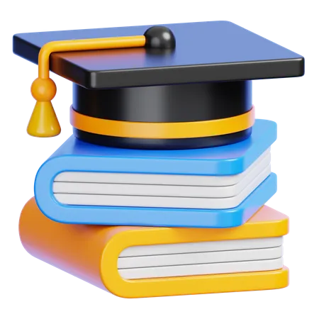 Graduation Cap And Book  3D Icon