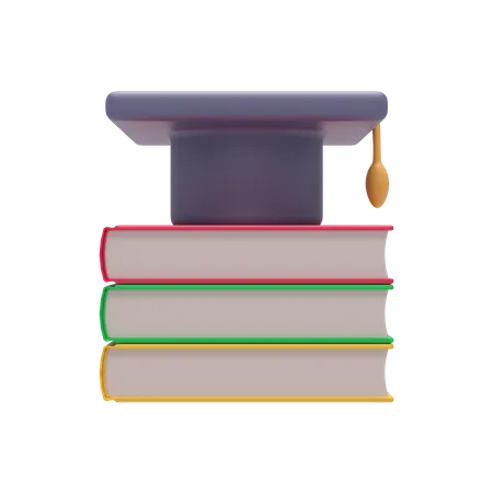 Graduation Cap And Book  3D Illustration