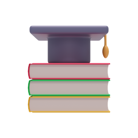 Graduation Cap And Book 3D Illustration