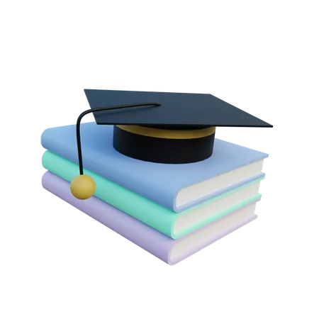 Graduation Cap And Book 3D Illustration