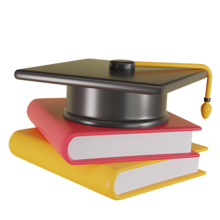 Graduation Cap And Book  3D Icon