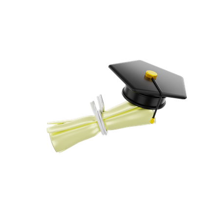 Graduation Cap And Certificate  3D Illustration