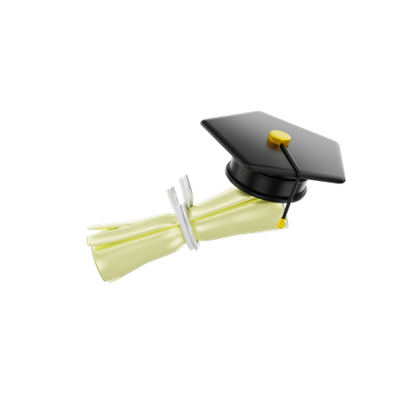 Graduation Cap And Certificate 3D Illustration