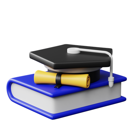Graduation Cap on Book  3D Icon