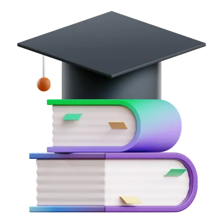 Graduation cap on book  3D Icon