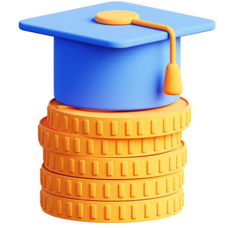 Graduation Cap On Stacked Coins  3D Icon