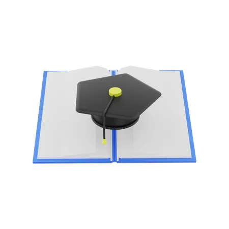 Graduation Cap With Book 3D Illustration