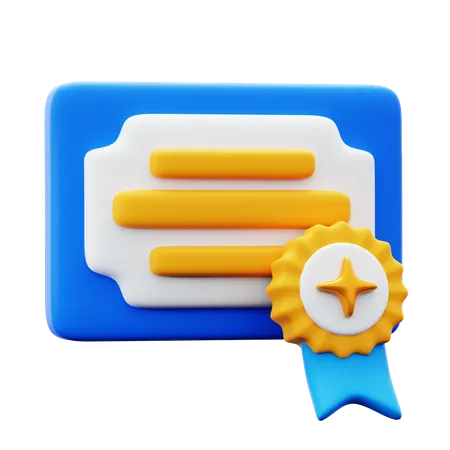 Graduation Certificate Document With Achievement Badge Emblem Education 3 D Icon Illustration Render Design 3D Icon