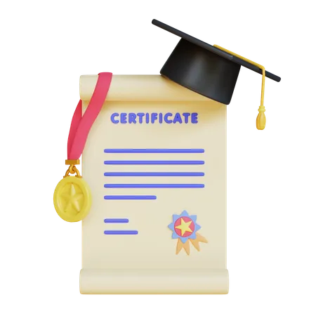 Graduation Certificate  3D Illustration