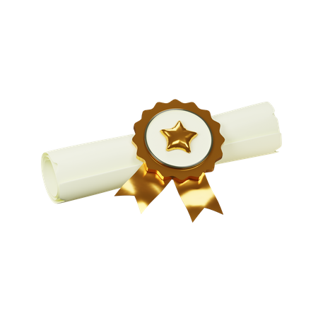 Graduation Certificate With Badge  3D Icon