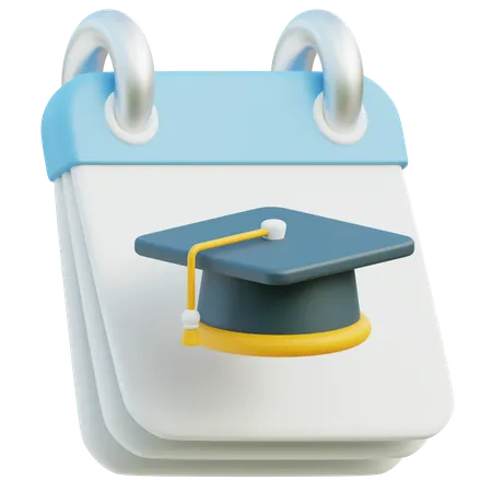 A 3 D Digital Icon Of A Calendar With A Graduation Cap Symbolizing A Scheduled Graduation Date Or Educational Milestone 3D Icon
