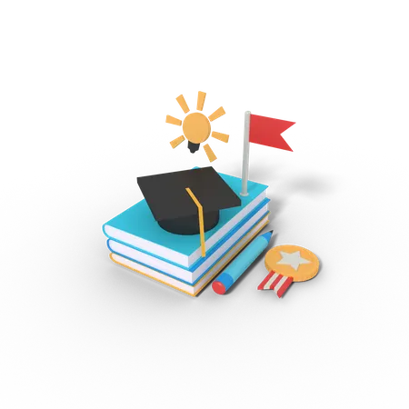 Graduation education book  3D Illustration