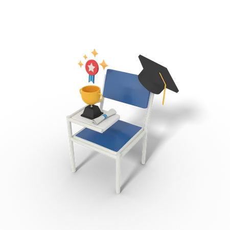 Graduation education chair 3D Illustration