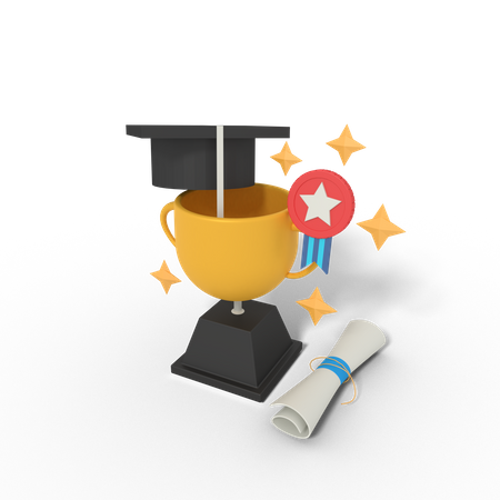 Graduation education trophy  3D Icon