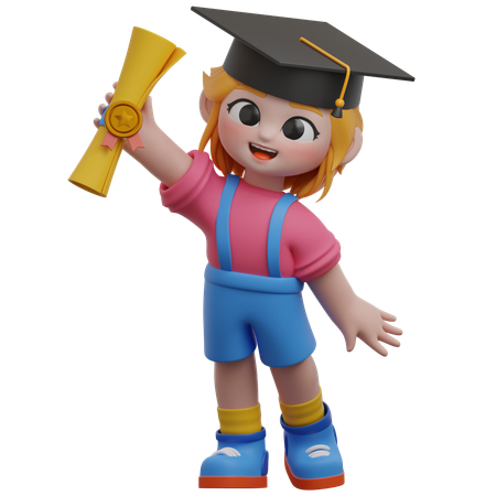 Graduation Girl  3D Illustration