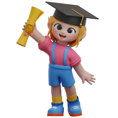 Graduation Girl  3D Illustration