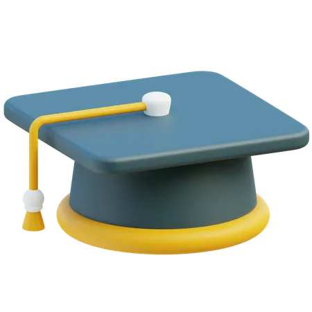 A Minimalistic 3 D Rendering Of A Classic Graduation Mortarboard In Blue And Yellow Signifying Academic Success And Commencements 3D Icon