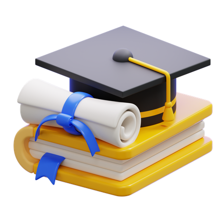 Graduation Hat And Book  3D Icon