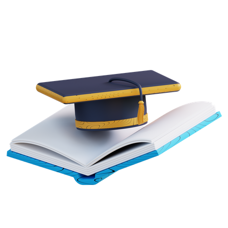 Graduation Hat And Book  3D Icon