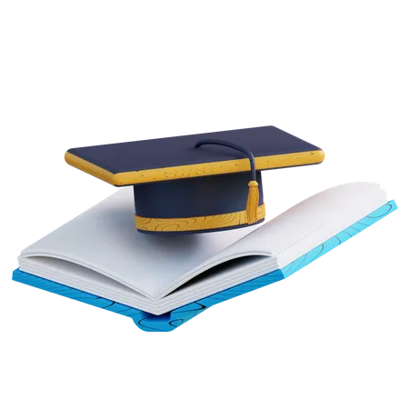 3 D Illustration Of Graduation Hat And Book 3D Icon