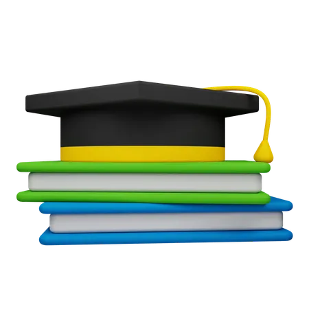 Graduation Hat and Books  3D Icon