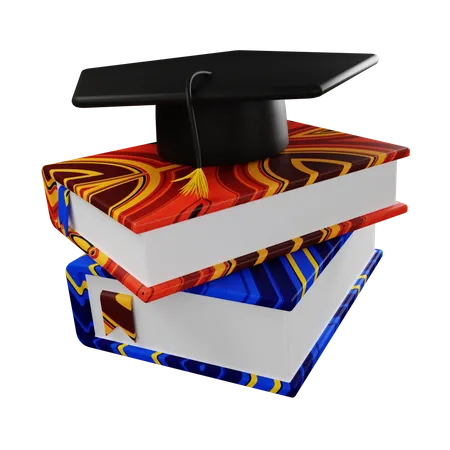 Graduation Hat And Books 3D Icon