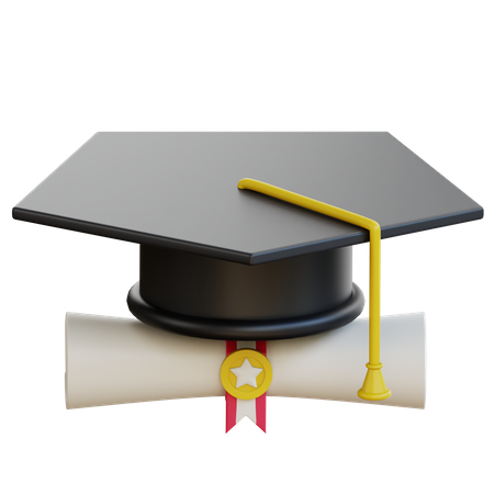 Graduation Hat And Certificate  3D Icon