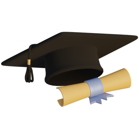 Graduation Hat And Diploma  3D Icon