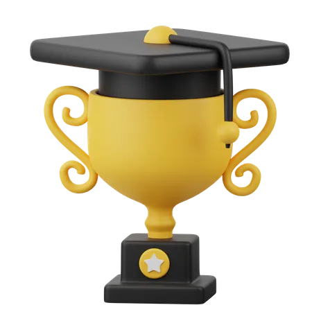 Graduation Hat And Trophy  3D Icon