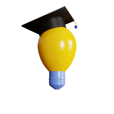 Graduation hat bulb  3D Icon
