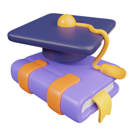 Graduation Hat On Book  3D Icon