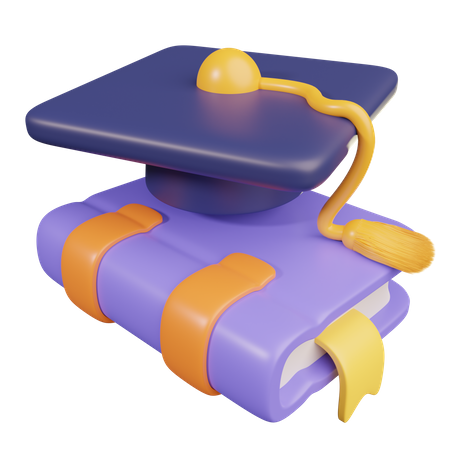 Graduation Hat On Book  3D Icon