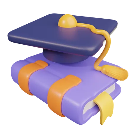 Graduation Hat On Book  3D Icon