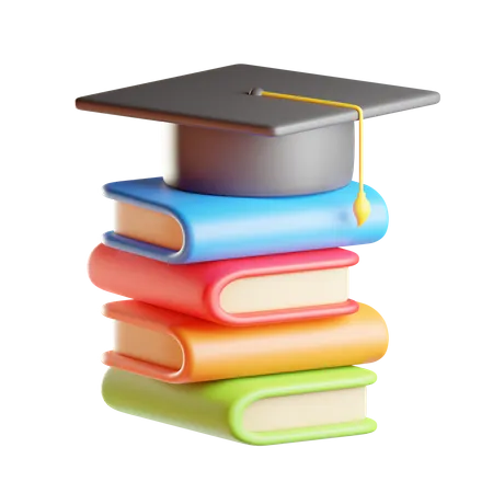 Graduation Hat On Books  3D Icon