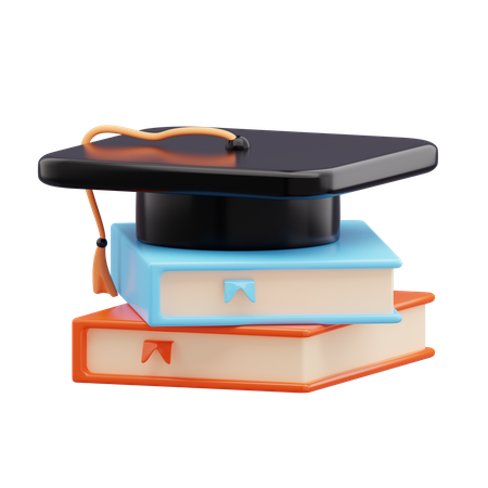 Graduation Hat On Books  3D Icon