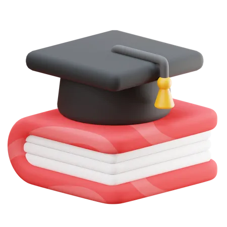 Graduation Hat With Book  3D Icon