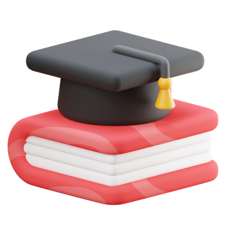 Graduation Hat With Book  3D Icon